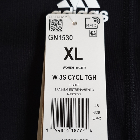 ADIDAS womens high waist bike shorts 3S  black 2XL - Picture 3 of 6